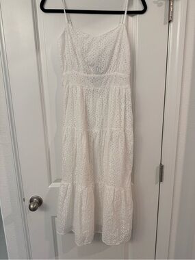 Sugarlips White Eyelet Tiered Midi Dress